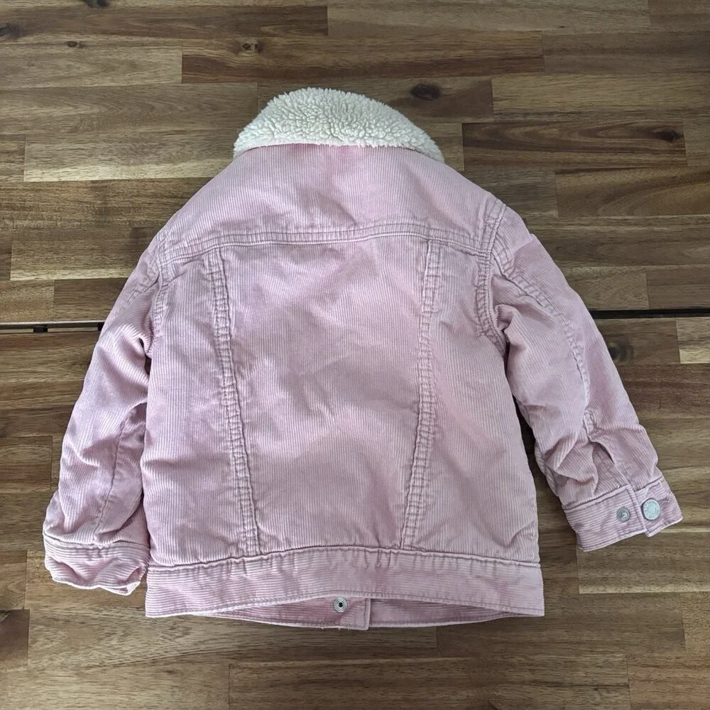 Gap‎ Toddler 3T Pink Corduroy Jacket Shearling Lined Western Neutrals School